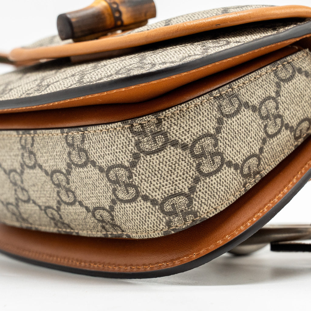GUCCI BAMBOO 1947 MINI BELT BAG GG SUPREME CANVAS/LEATHER SHW