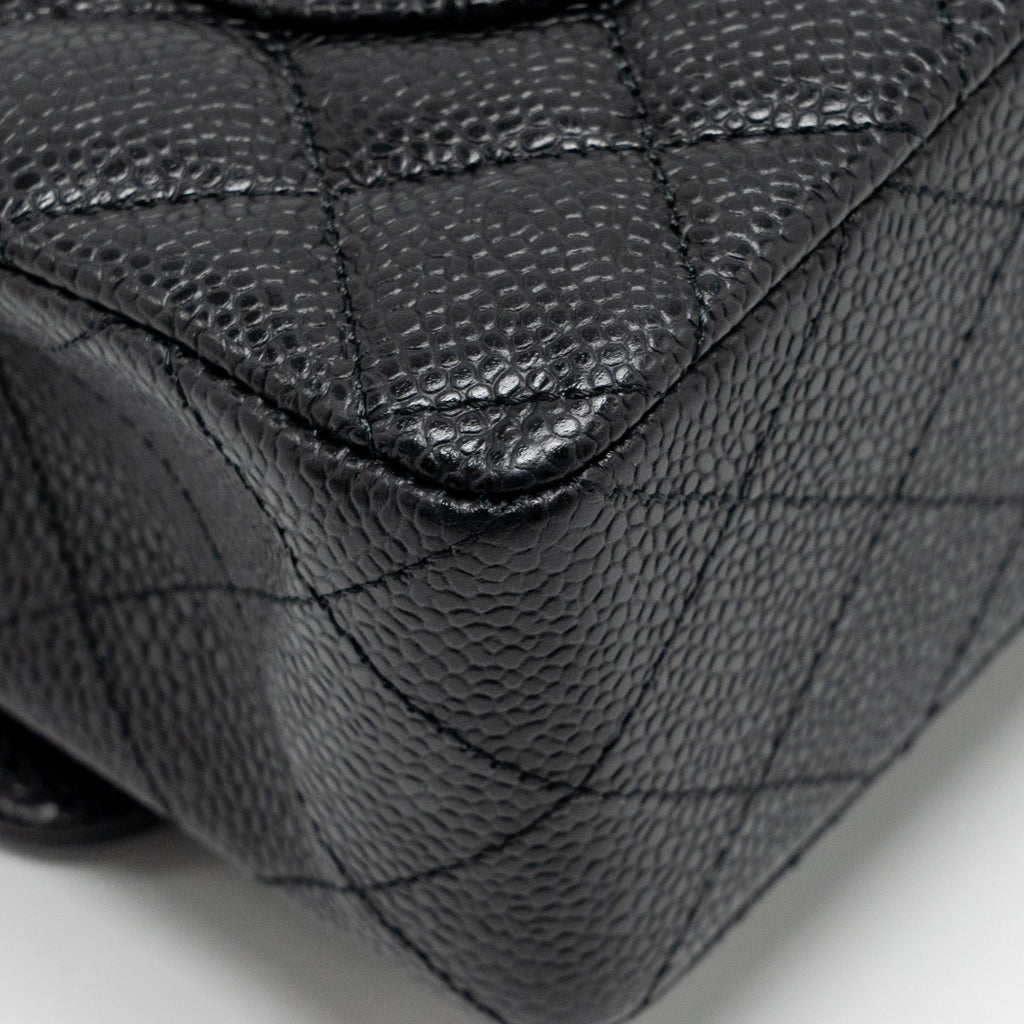 CHANEL SMALL CLASSIC DOUBLE FLAP BAG CAVIAR BLACK GHW (MICROCHIP)