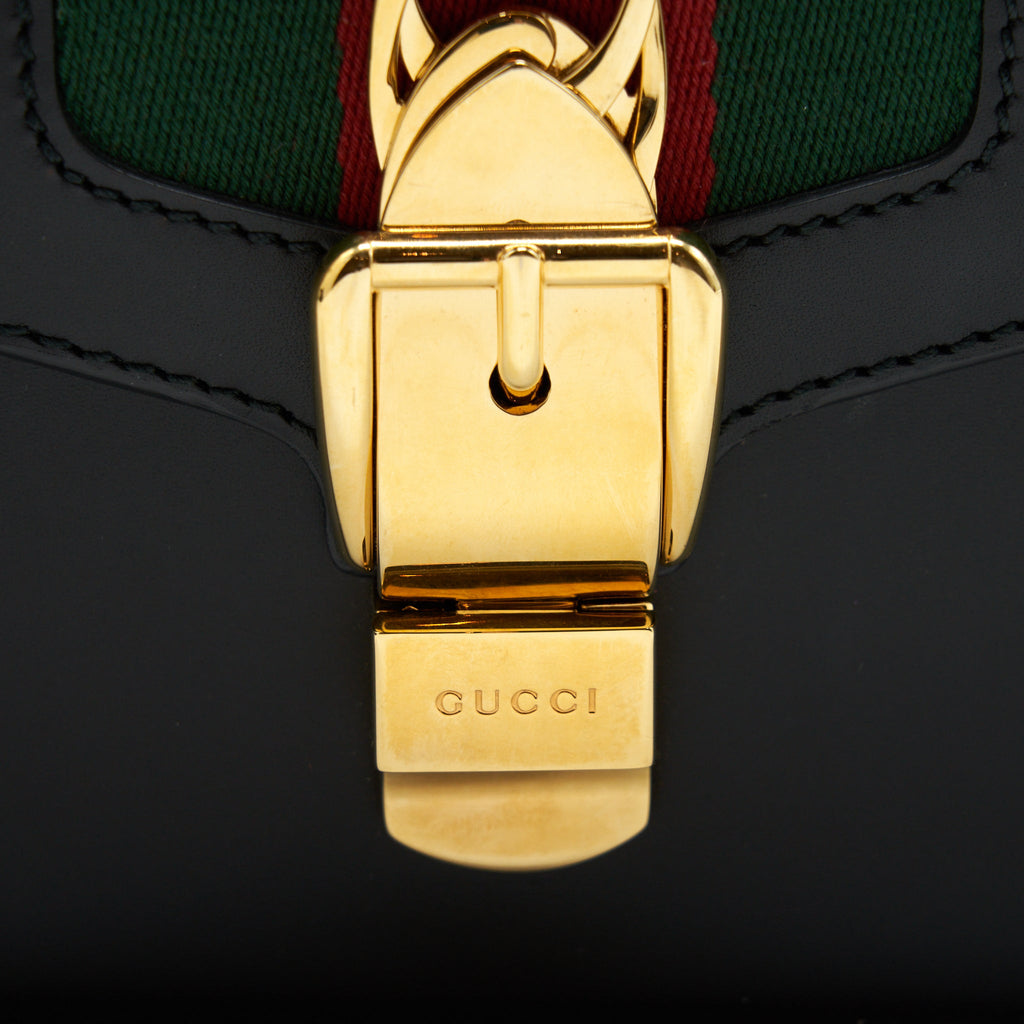 GUCCI SMALL SYLVIE SHOULDER BAG BLACK GHW