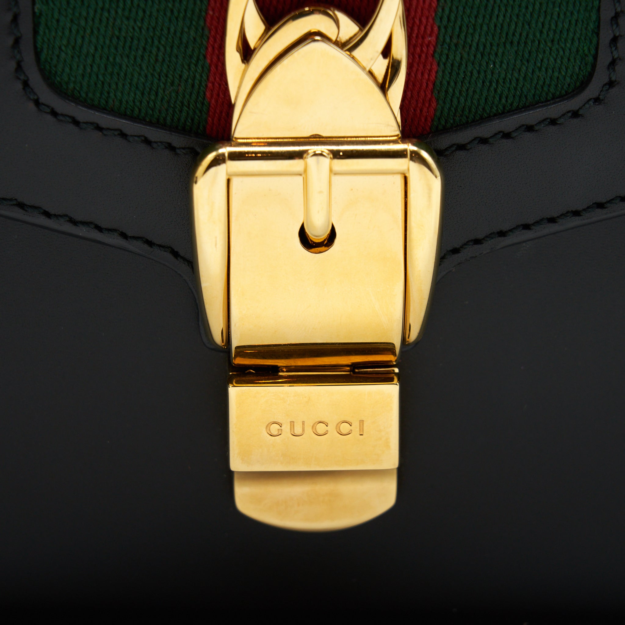 GUCCI SMALL SYLVIE SHOULDER BAG BLACK GHW