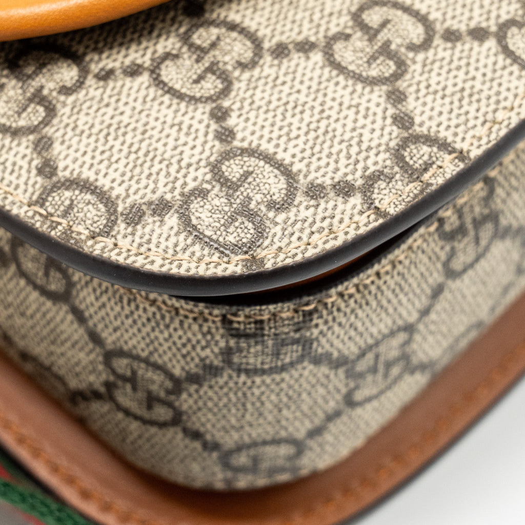GUCCI BAMBOO 1947 MINI BELT BAG GG SUPREME CANVAS/LEATHER SHW