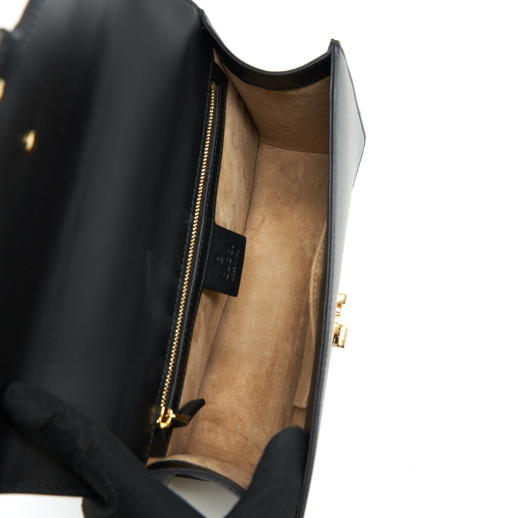 GUCCI SMALL SYLVIE SHOULDER BAG BLACK GHW