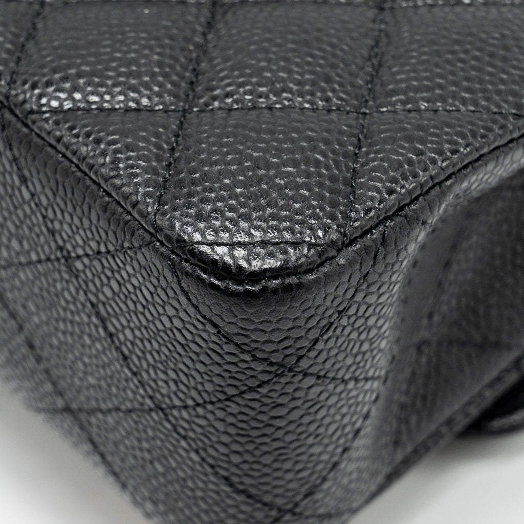 CHANEL MEDIUM CLASSIC DOUBLE FLAP BAG CAVIAR BLACK SHW