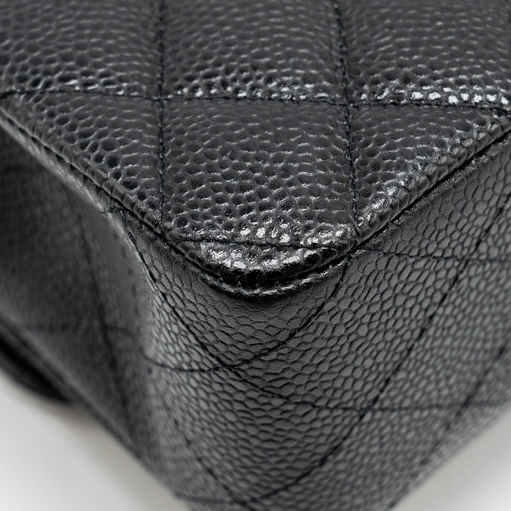 CHANEL MEDIUM CLASSIC DOUBLE FLAP BAG CAVIAR BLACK SHW