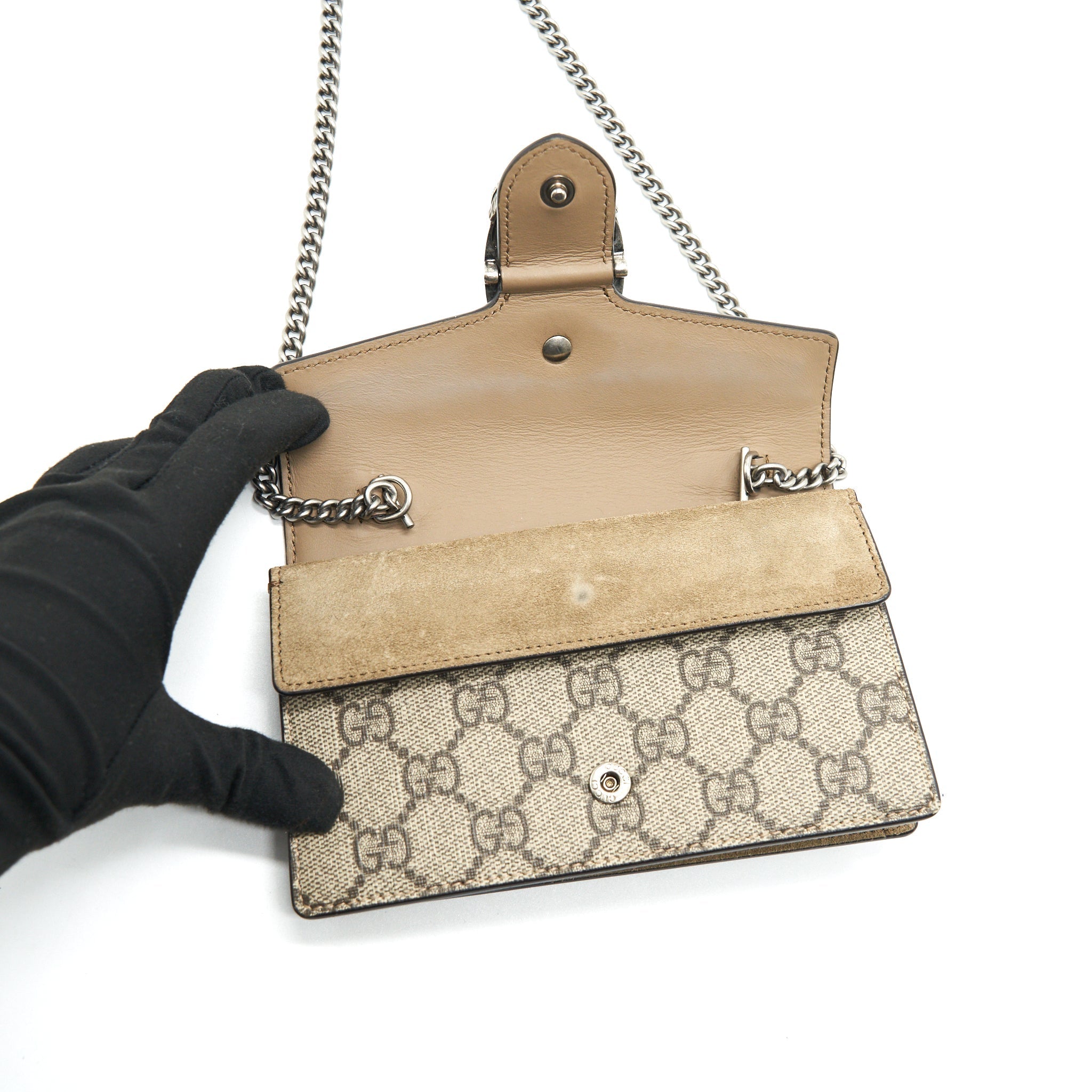 GUCCI DIONYSUS GG SUPREME SUPER MINI CROSSBODY BAG BEIGE