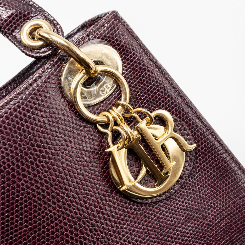 DIOR MINI LADY DIOR LIZARD BURGUNDY LGHW