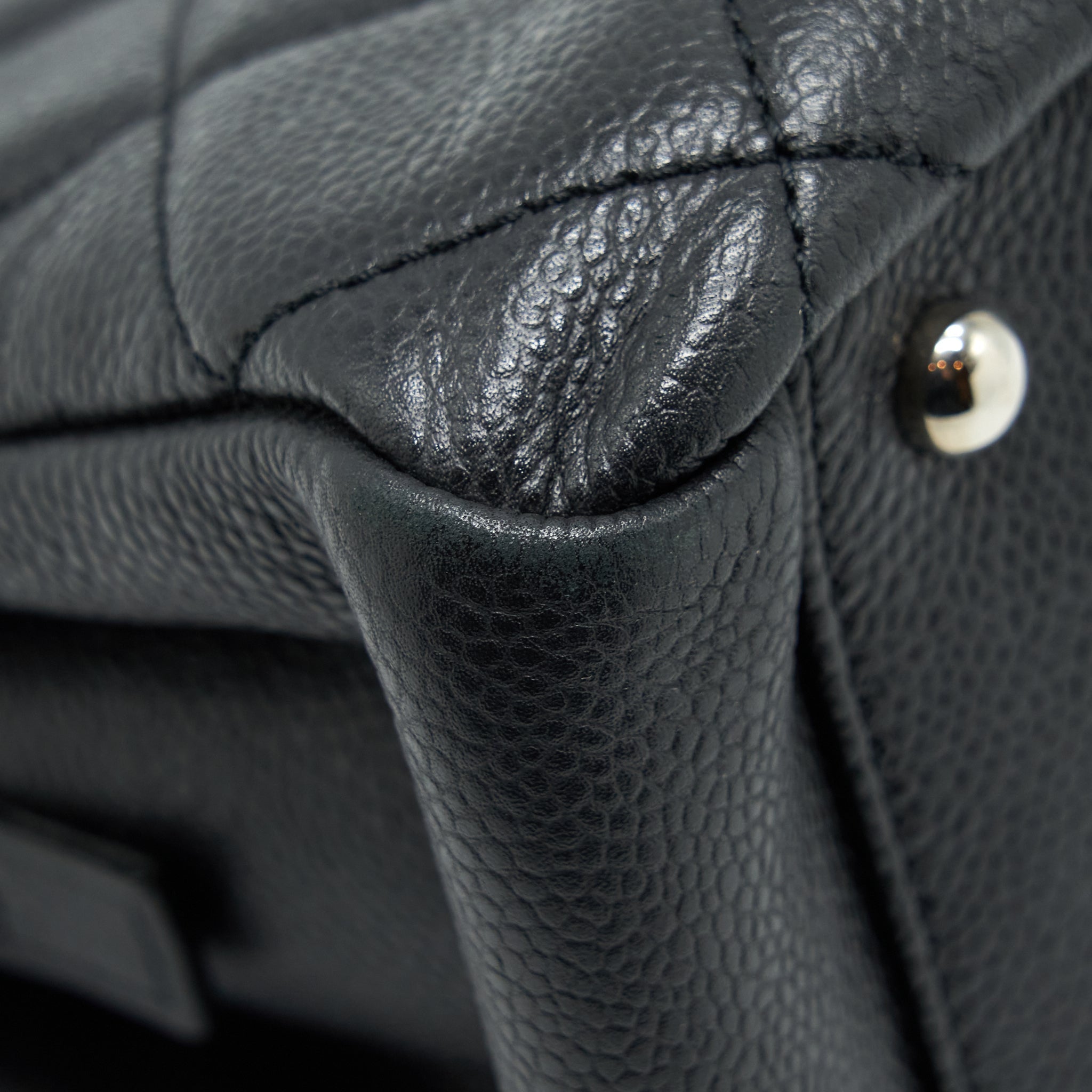 CHANEL CC LOGO TOTE BAG CAVIAR BLACK SHW