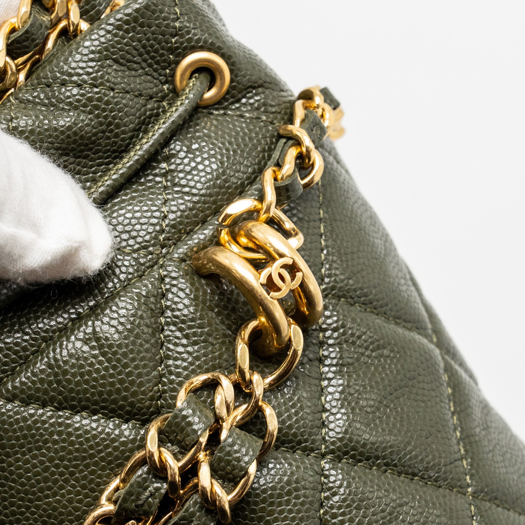 CHANEL MINI BUCKET BAG CAVIAR DARK GREEN GHW (MICROCHIP)