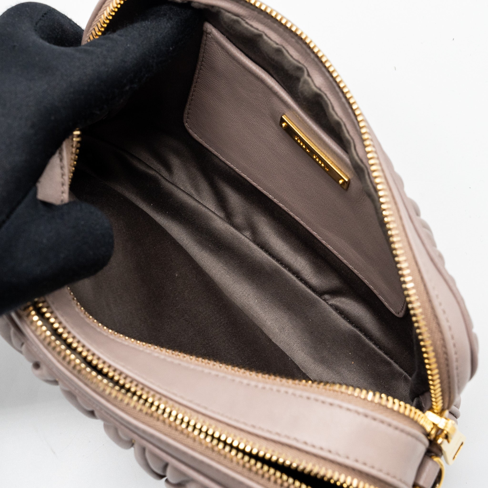 MIU MIU CAMERA CROSSBODY BAG NAPPA DUSTY PINK GHW