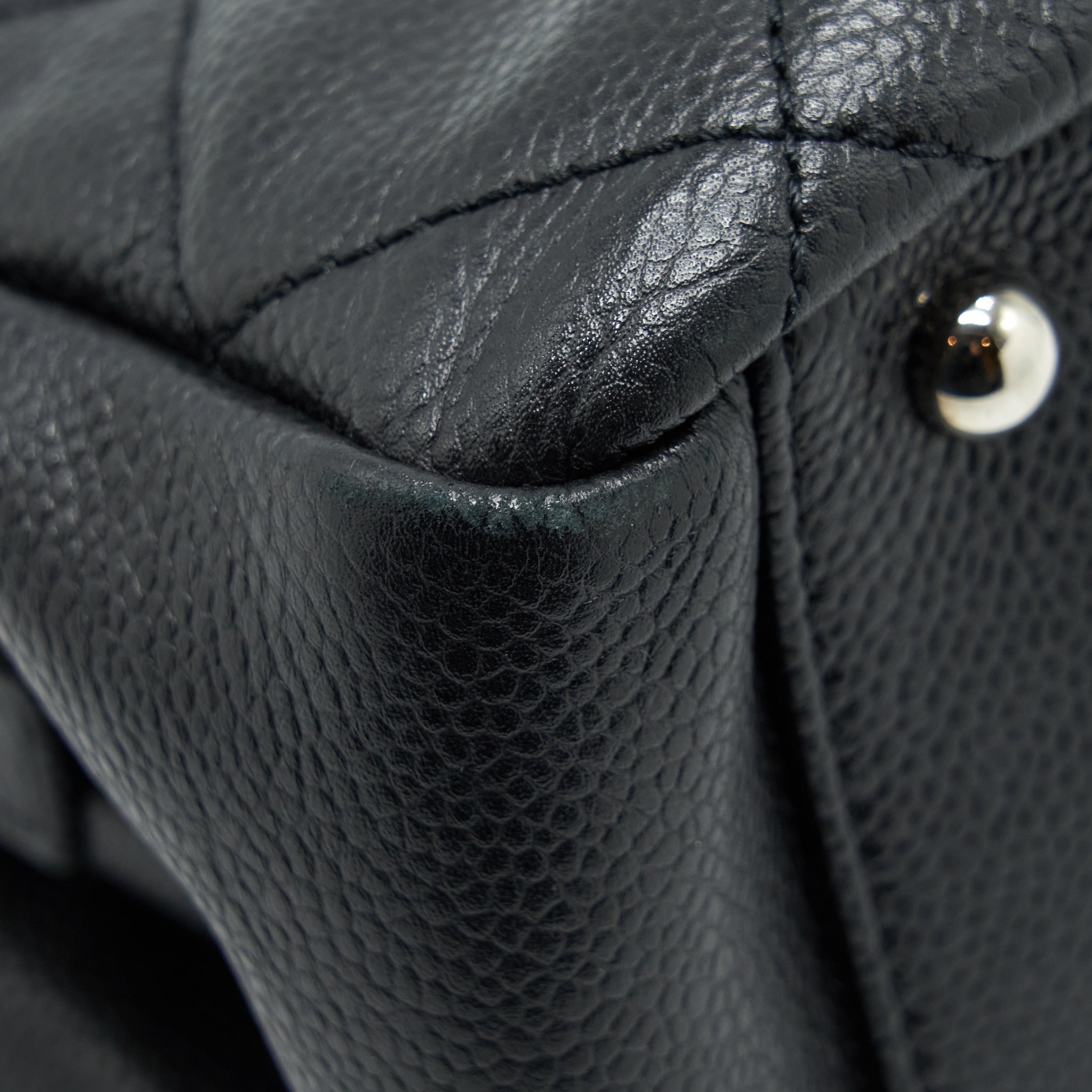 CHANEL CC LOGO TOTE BAG CAVIAR BLACK SHW