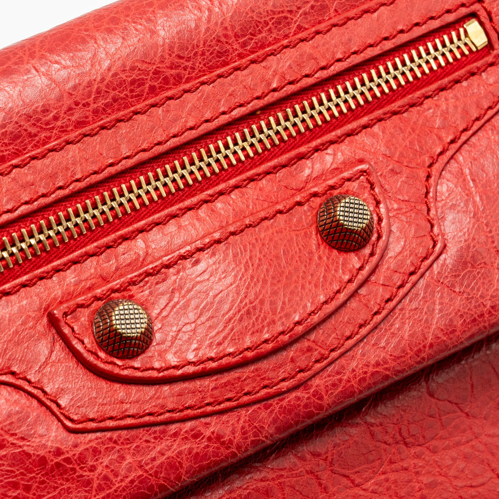 BALENCIAGA CITY FOLD CLUTCH LEATHER RED GHW
