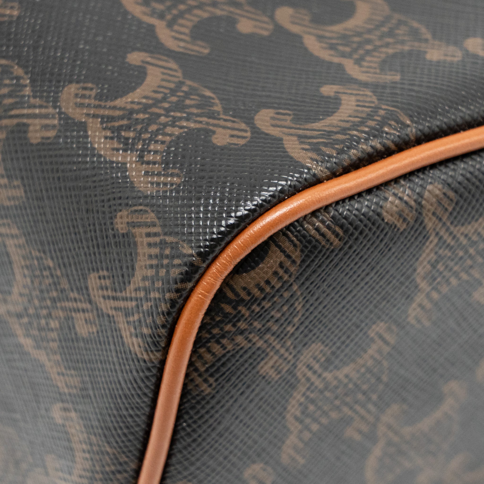 CELINE SMALL BOSTON BAG TRIOMPHE CANVAS/CALFSKIN TAN GHW