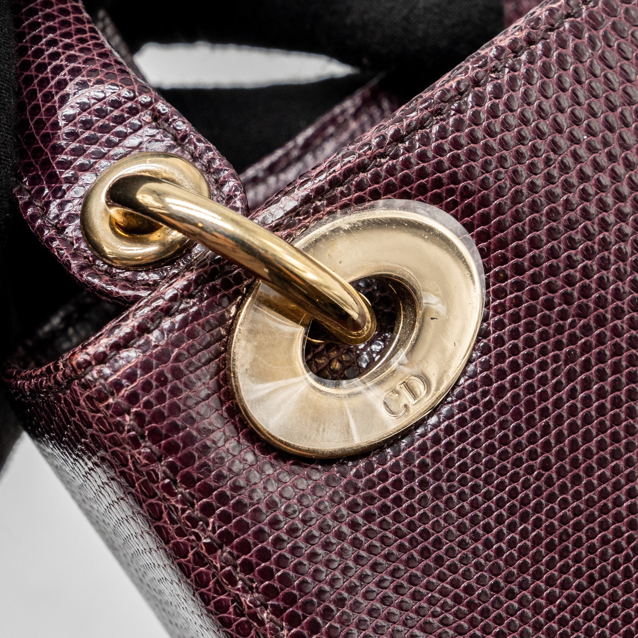 DIOR MINI LADY DIOR LIZARD BURGUNDY LGHW