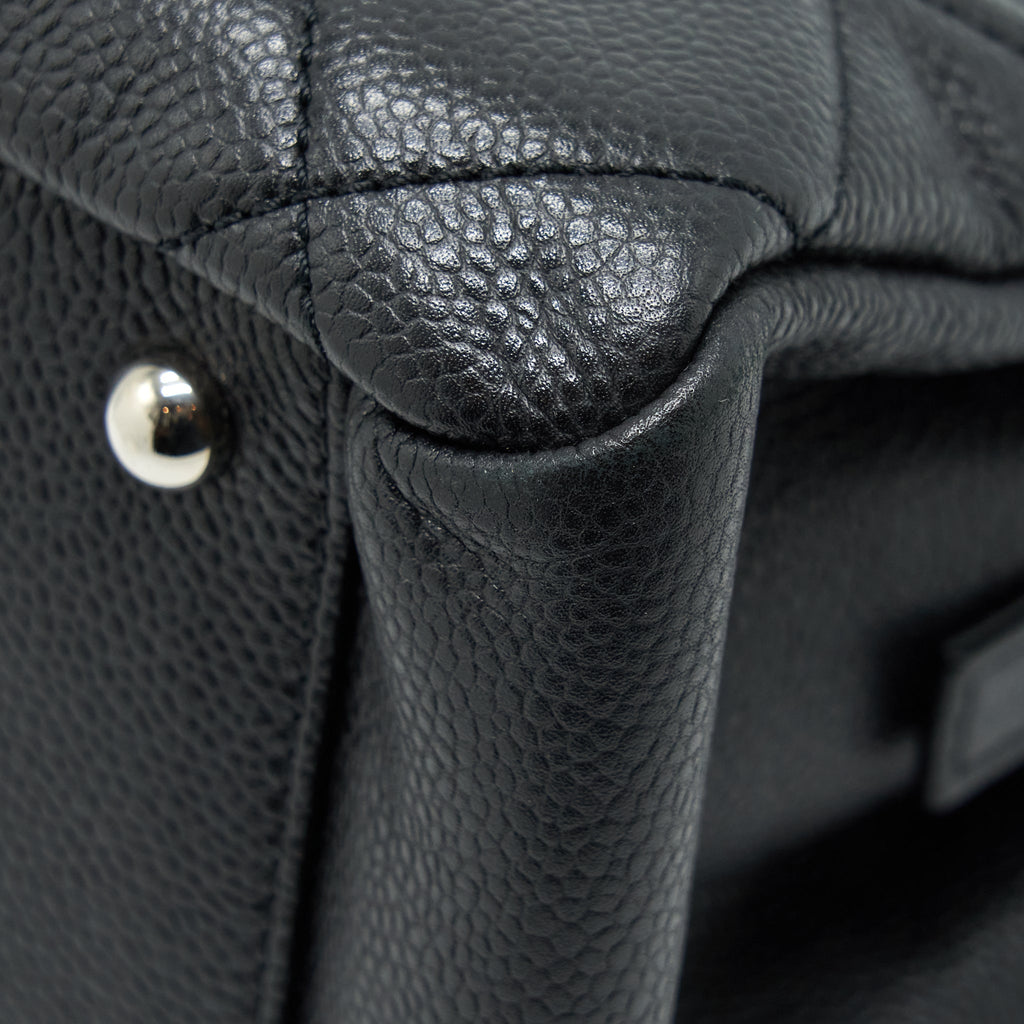 CHANEL CC LOGO TOTE BAG CAVIAR BLACK SHW