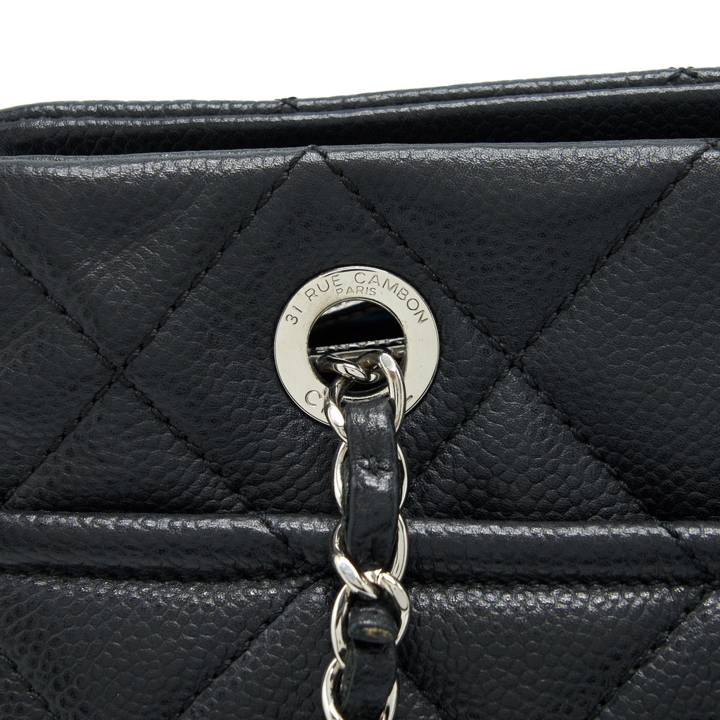 CHANEL CC LOGO TOTE BAG CAVIAR BLACK SHW