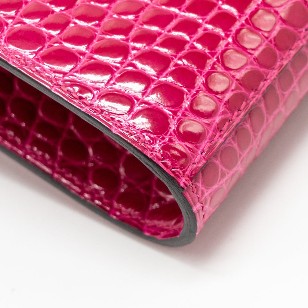 HERMES KELLY TO GO SHINY ALLIGATOR MISSISSIPPIENSIS ROSE MEXICO GHW