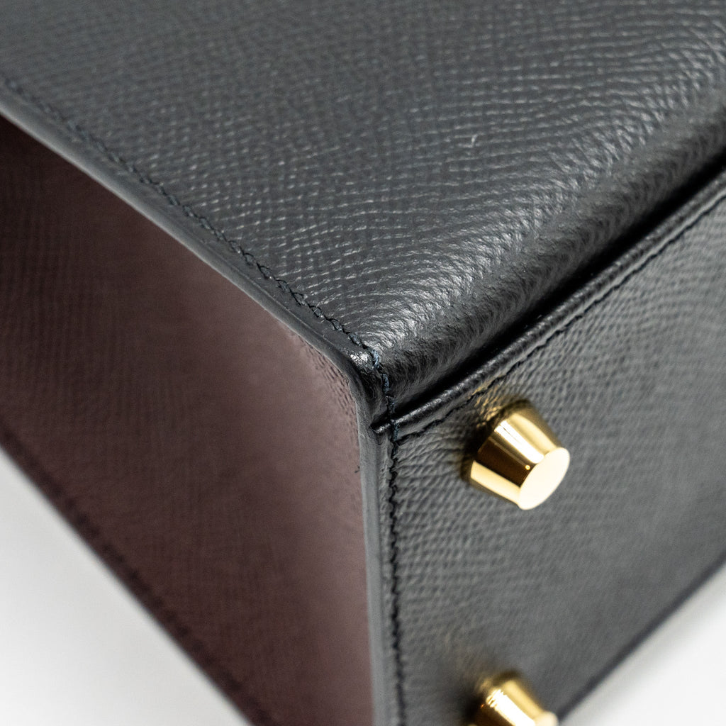 HERMES KELLY 25 SPECIAL ORDER EPSOM BLACK/ROUGH H LGHW