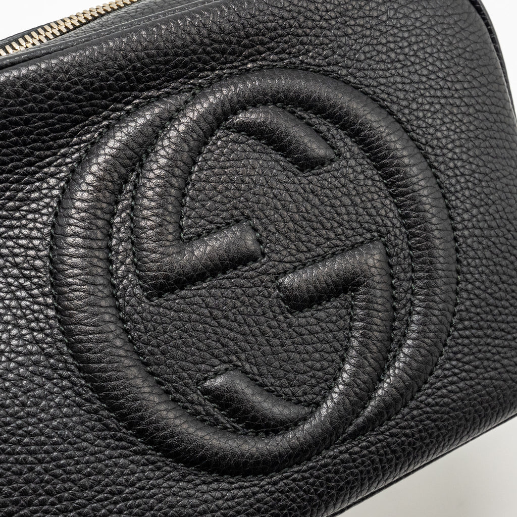 GUCCI SOHO DISCO CAMERA CROSSBODY BAG CALFSKIN BLACK LGHW