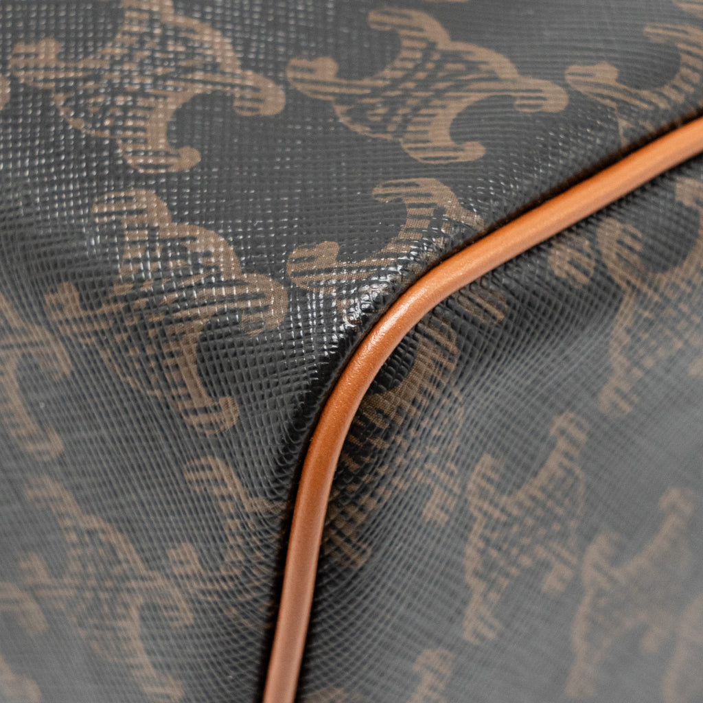 CELINE SMALL BOSTON BAG TRIOMPHE CANVAS/CALFSKIN TAN GHW