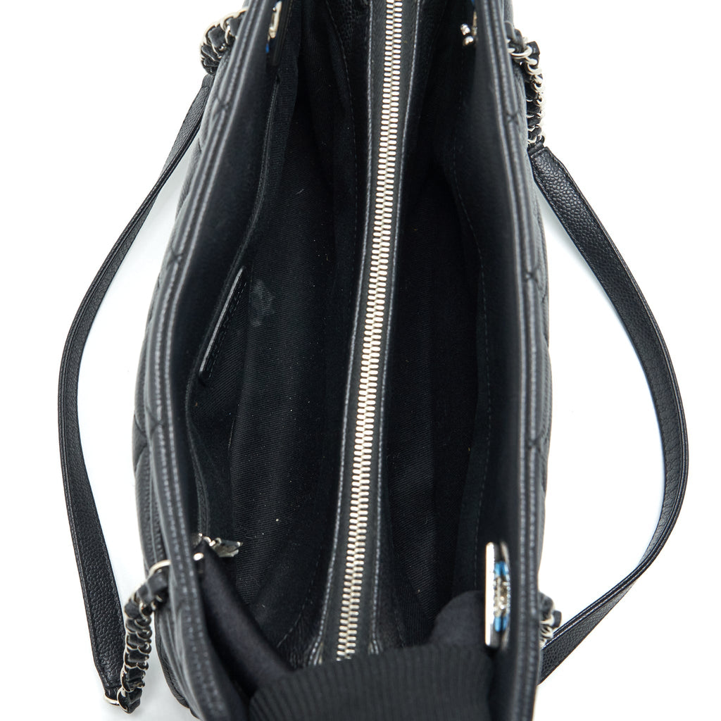 CHANEL CC LOGO TOTE BAG CAVIAR BLACK SHW