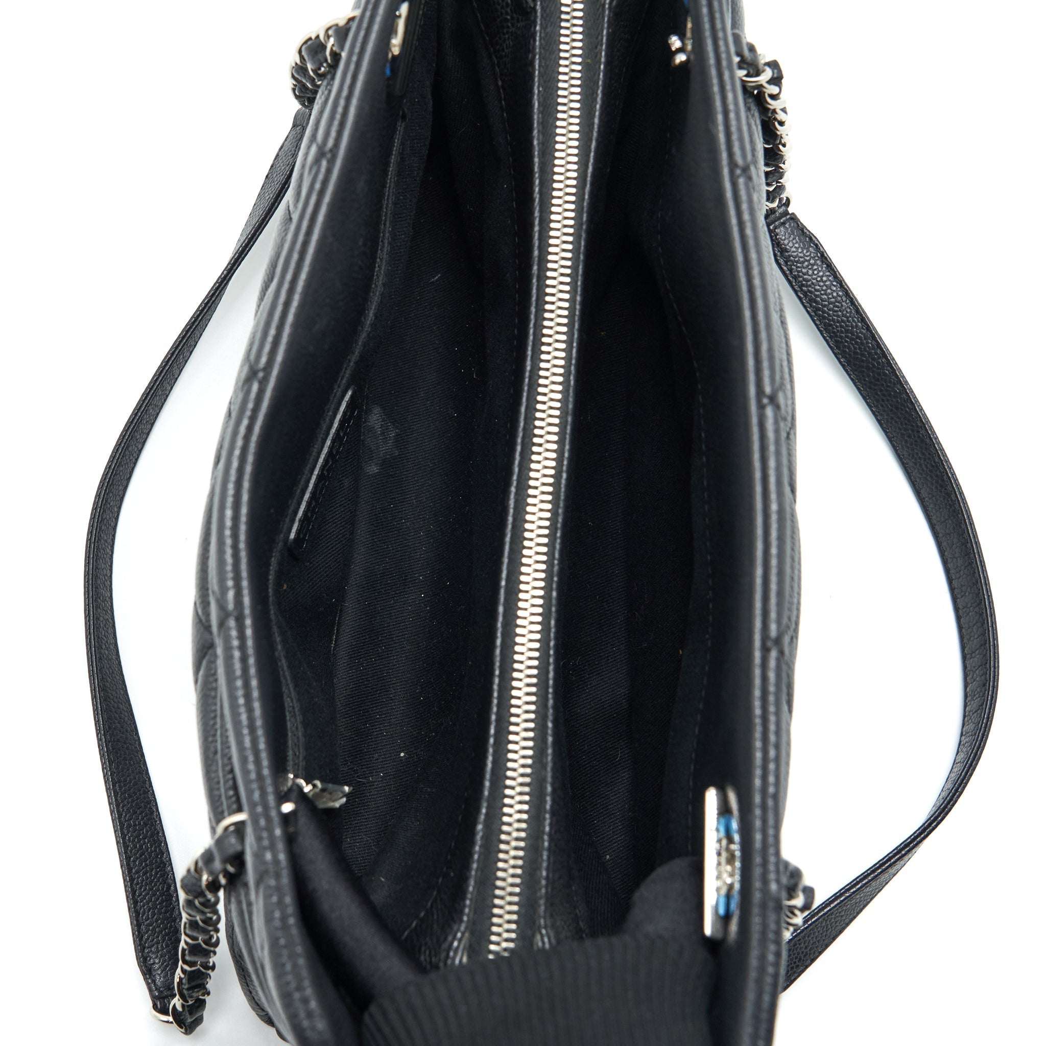 CHANEL CC LOGO TOTE BAG CAVIAR BLACK SHW