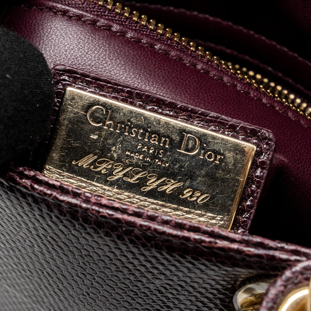 DIOR MINI LADY DIOR LIZARD BURGUNDY LGHW