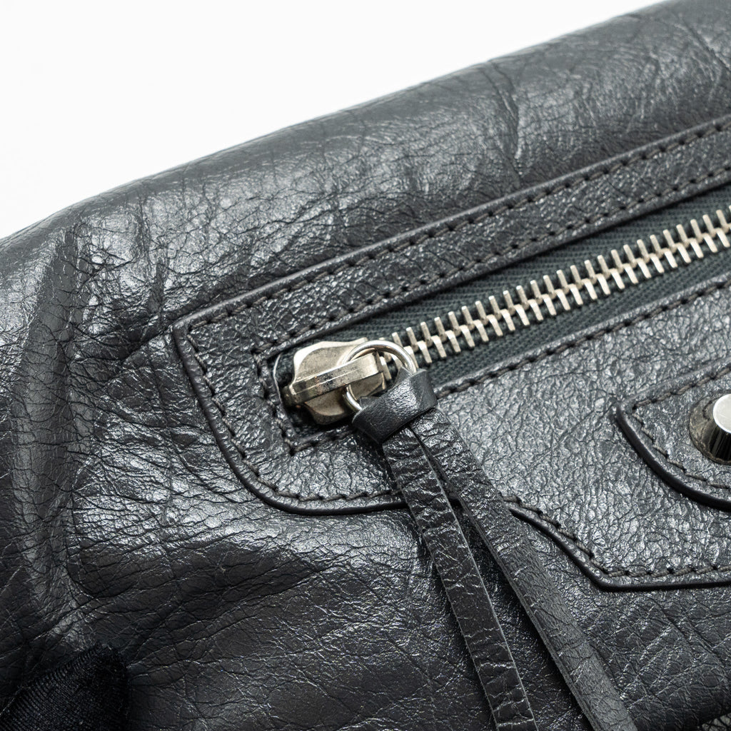 BALENCIAGA CITY FOLD CLUTCH/ SHOULDER BAG DARK GREY SHW