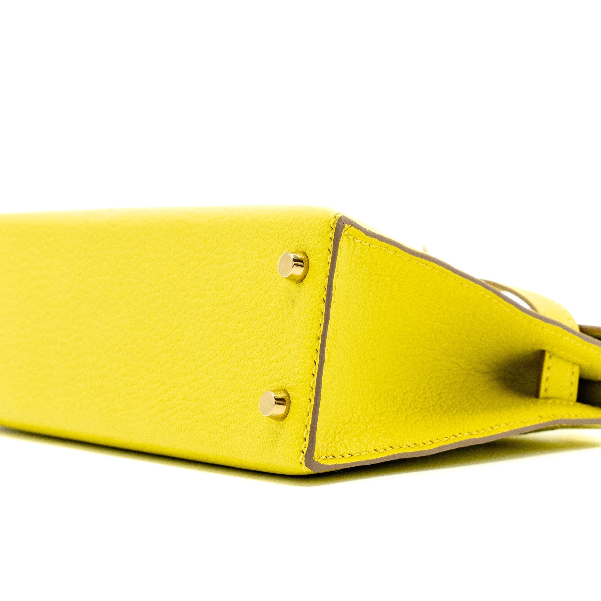HERMES MINI KELLY II CHEVRE MYSORE LIME / GRIS PERLE LGHW