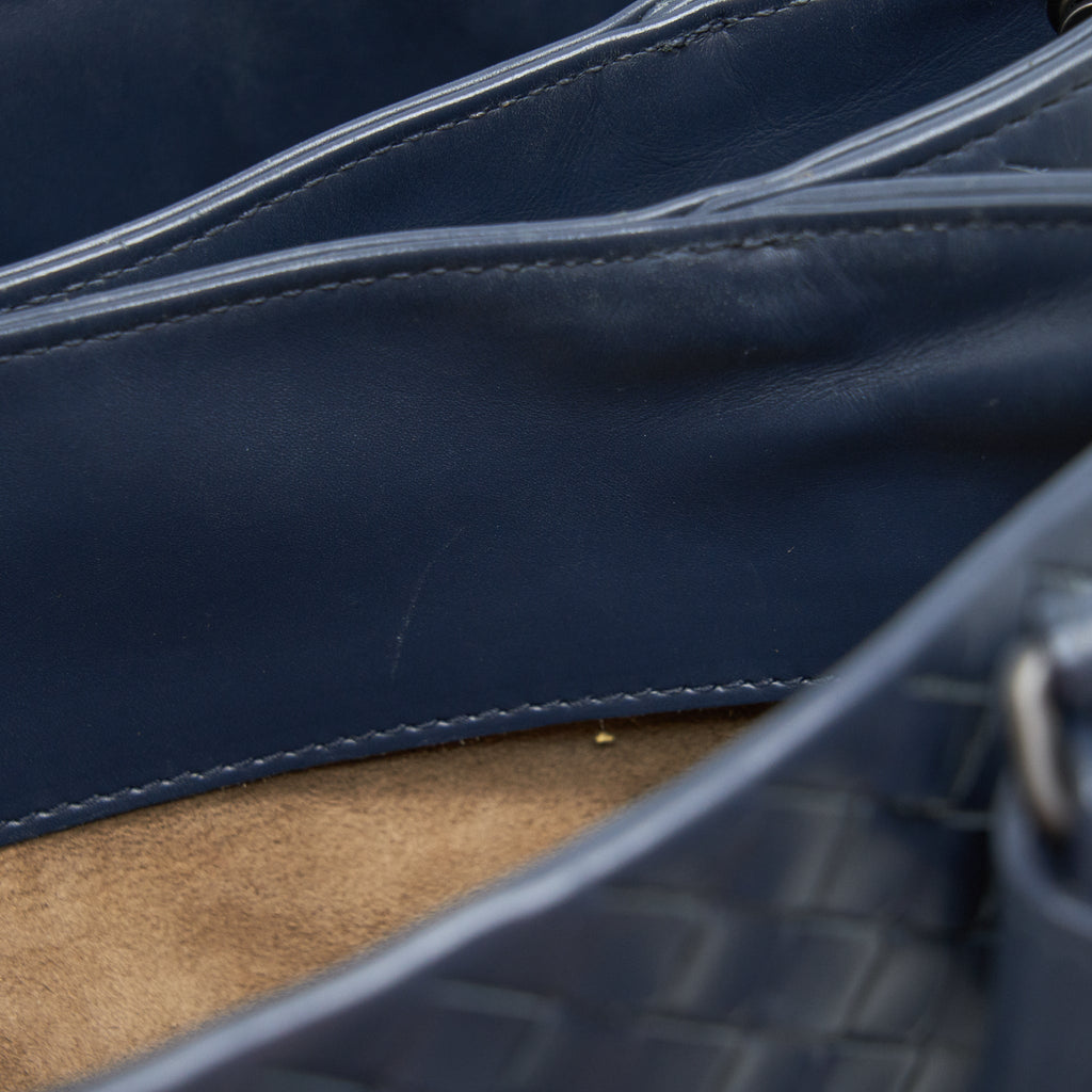 BOTTEGA VENETA MINI ROMA BLUE CALFSKIN BAG