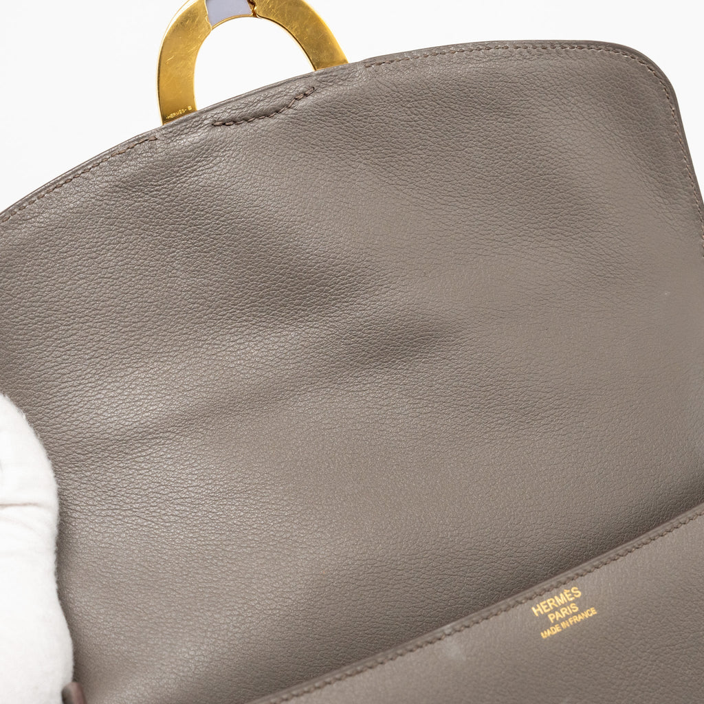 HERMES CHERCHE-MIDI SHOULDER BAG 8F GRIS ETAIN GHW