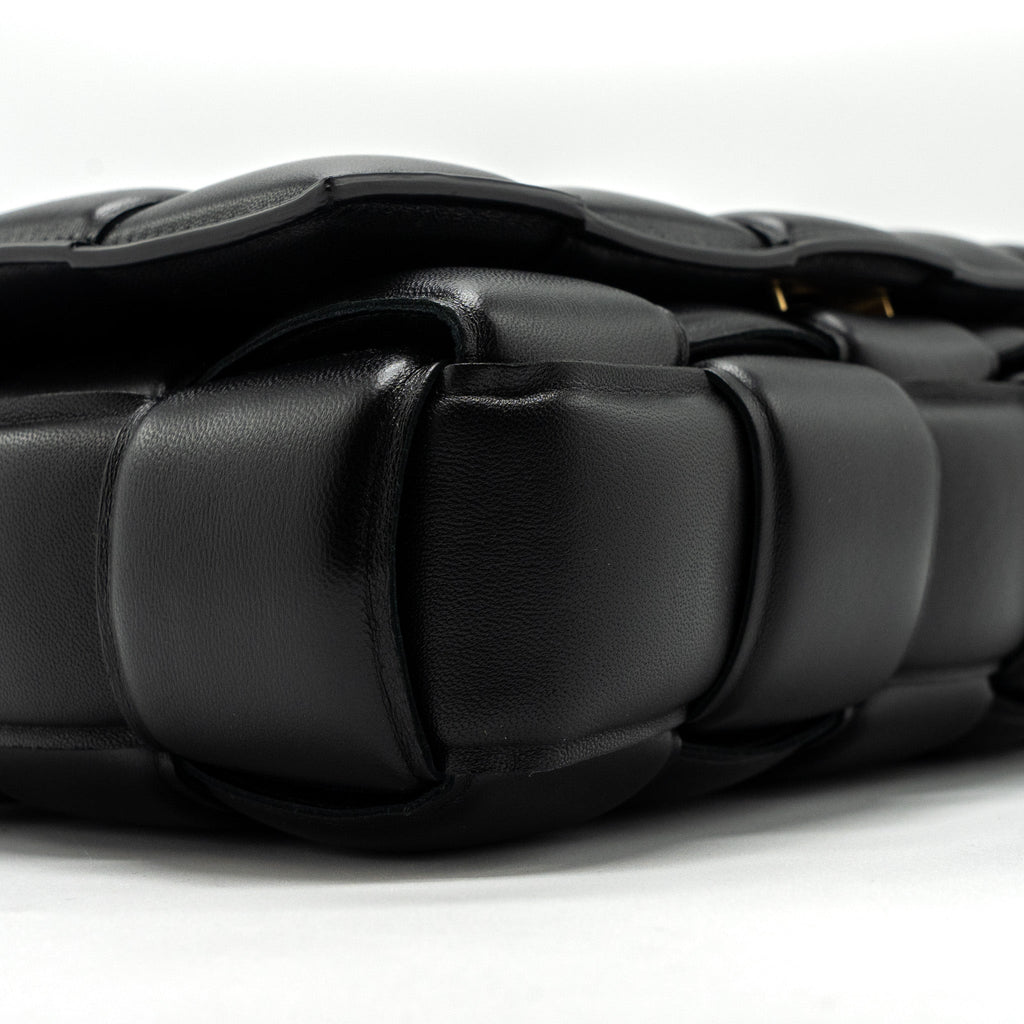 BOTTEGA VENETA PADDED CASSETTE LAMBSKIN BLACK GHW