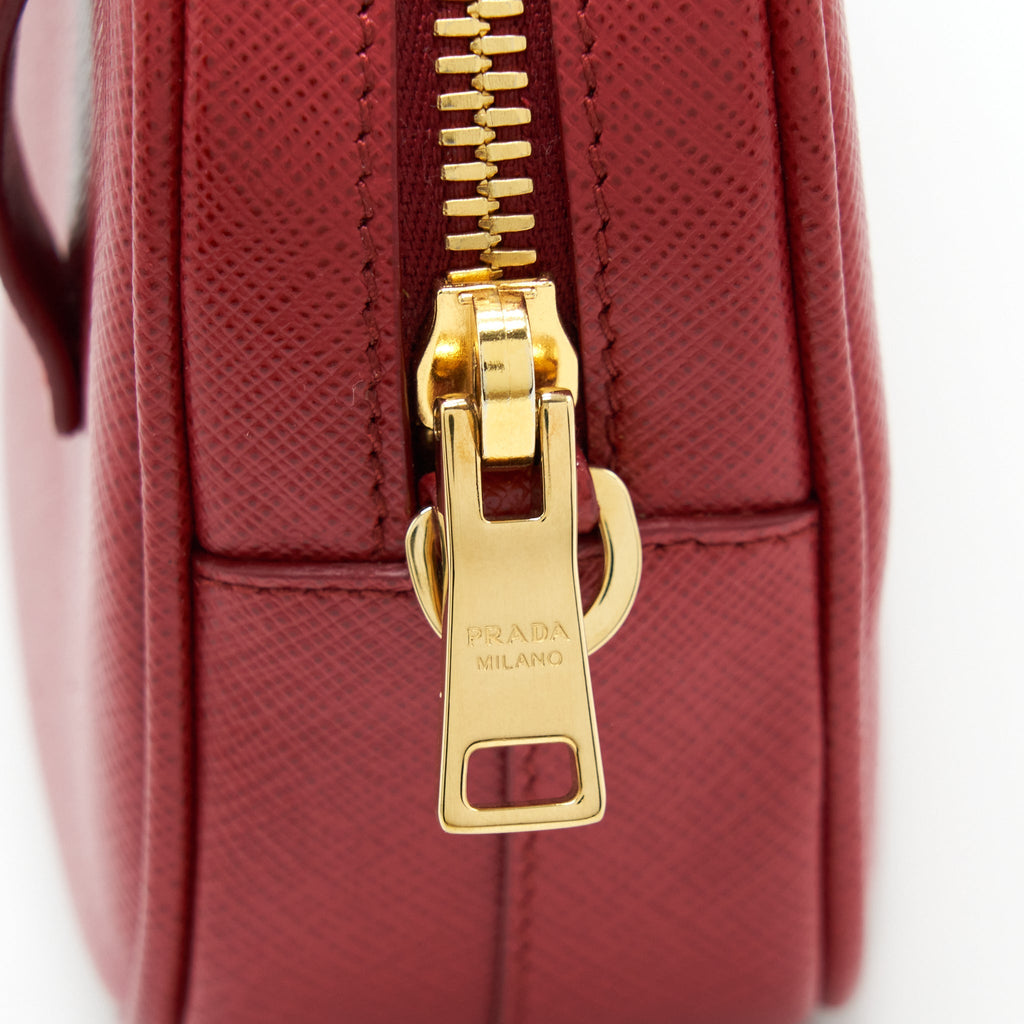 PRADA CROSSBODY/BELT BAG SAFFIANO RED GHW