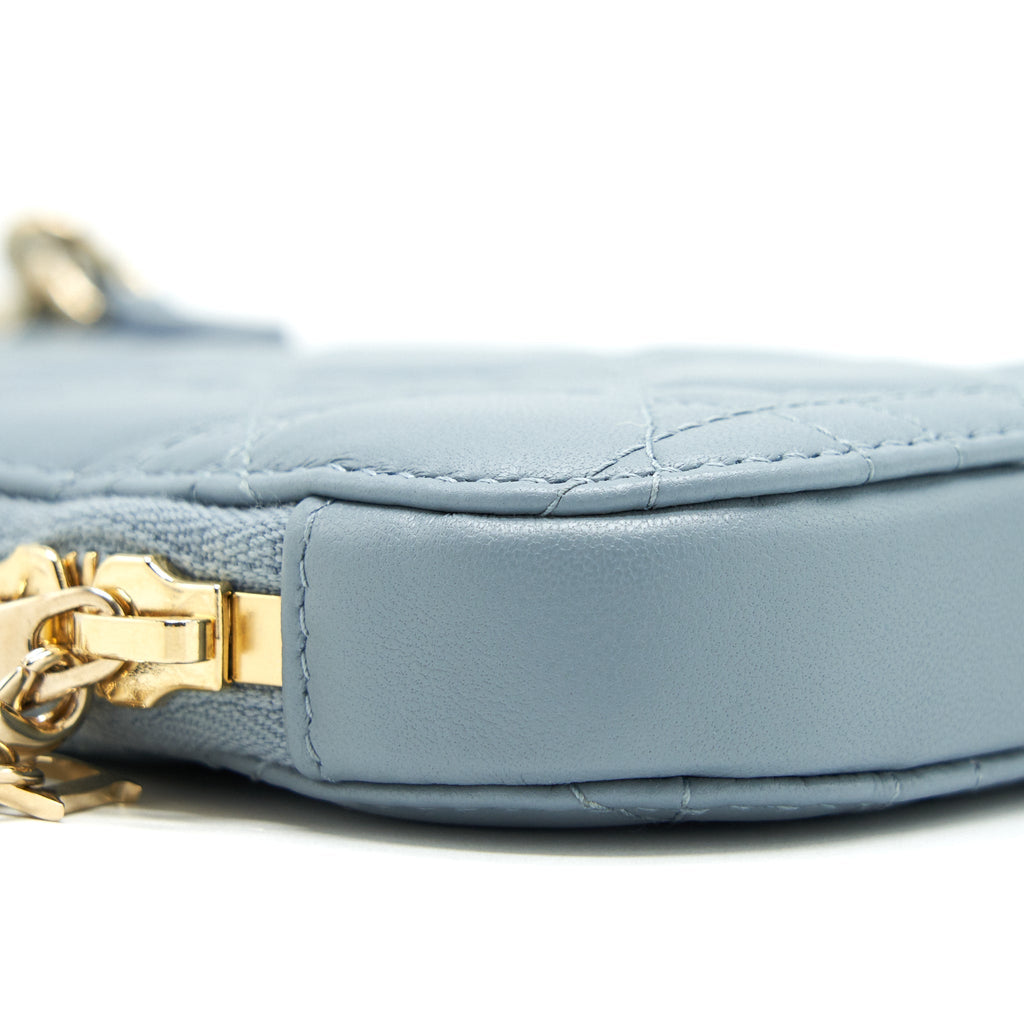 DIOR LADY DIOR TECH HOLDER LAMBSKIN BLUE