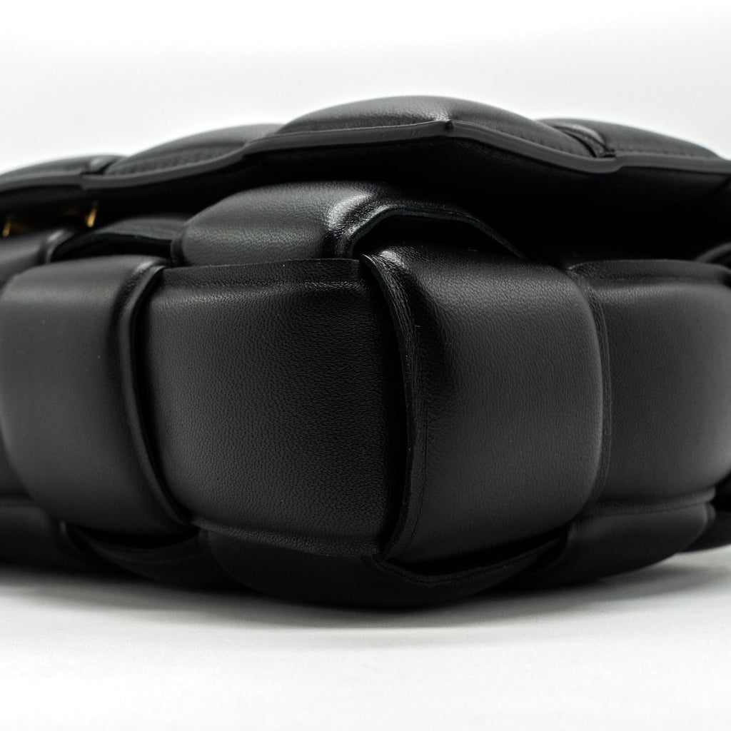 BOTTEGA VENETA PADDED CASSETTE LAMBSKIN BLACK GHW