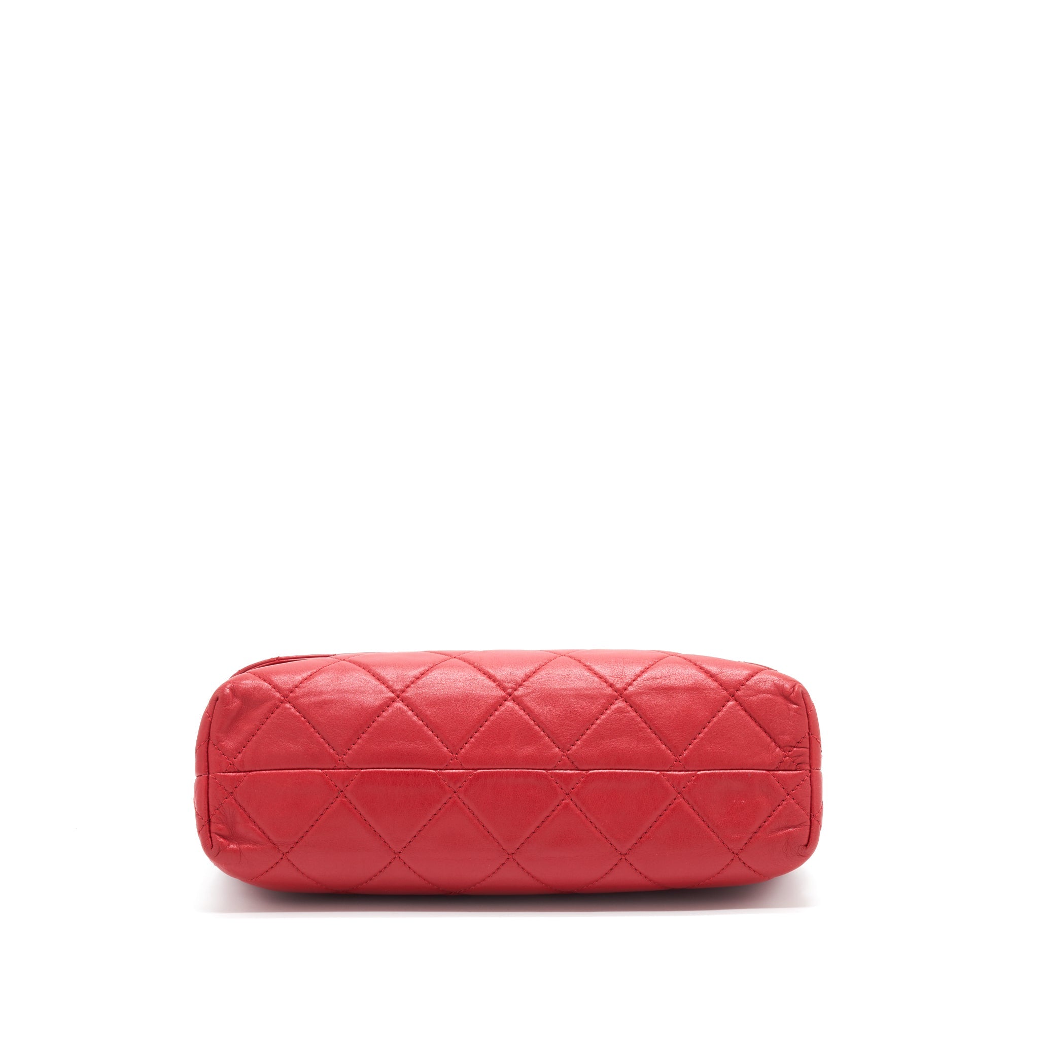 CHANEL QUILTED LARGE FLAP LEATHER BAG WITH CHAIN RED SHW