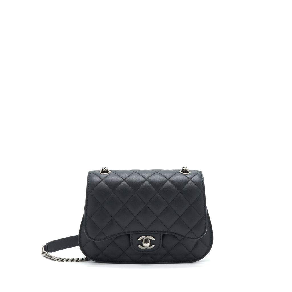 CHANEL QUILTED FLAP CROSSBODY BAG BLACK RUTHENIUM HARDWARE