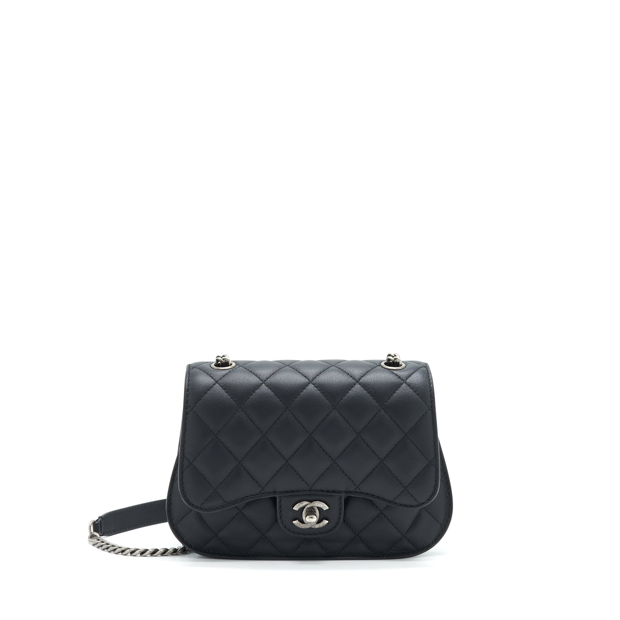 CHANEL QUILTED FLAP CROSSBODY BAG BLACK RUTHENIUM HARDWARE