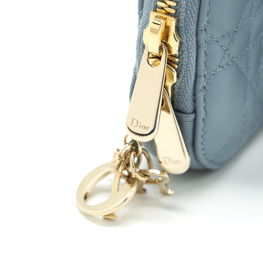 DIOR LADY DIOR TECH HOLDER LAMBSKIN BLUE