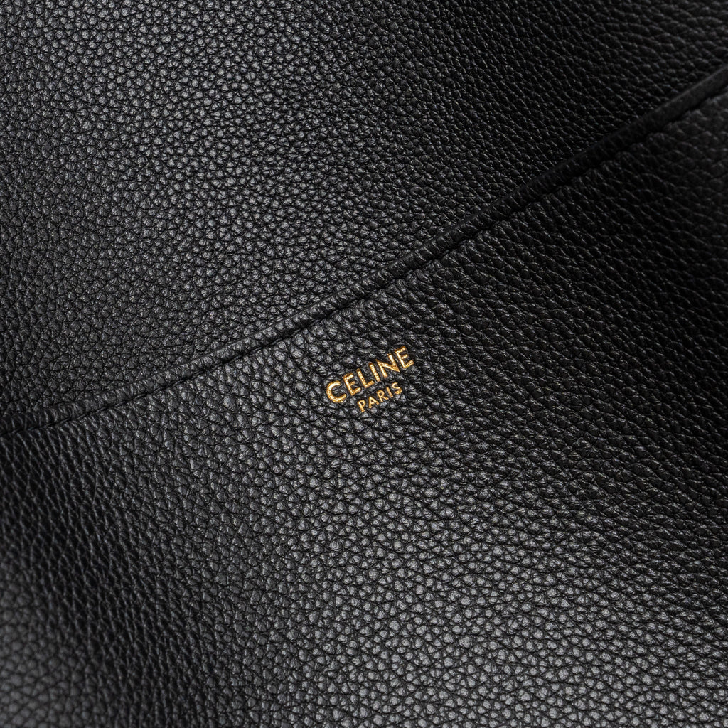 CELINE SANGLE BUCKET BAG GRAINED CALFSKIN BLACK GHW