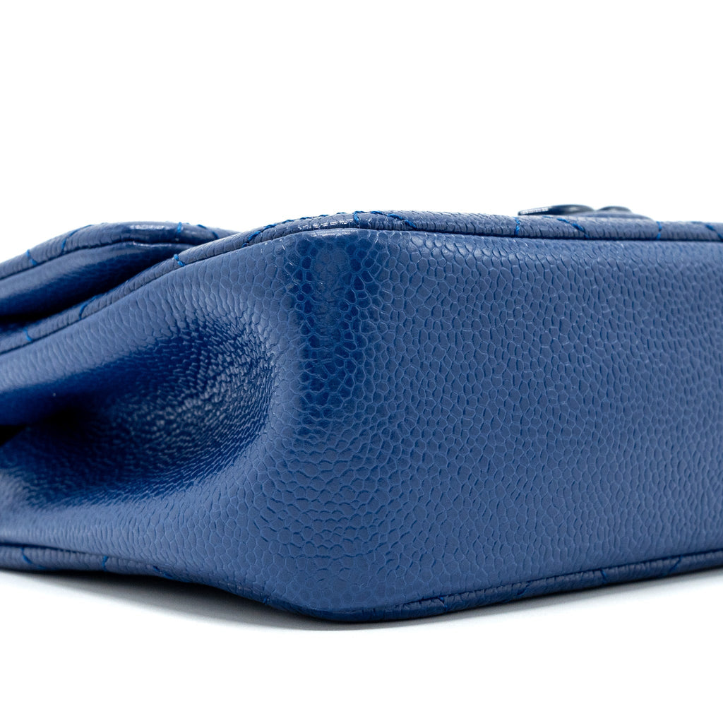 CHANEL SQUARE FLAP BAG CAVIAR BLUE WITH BLUE HARDWARE