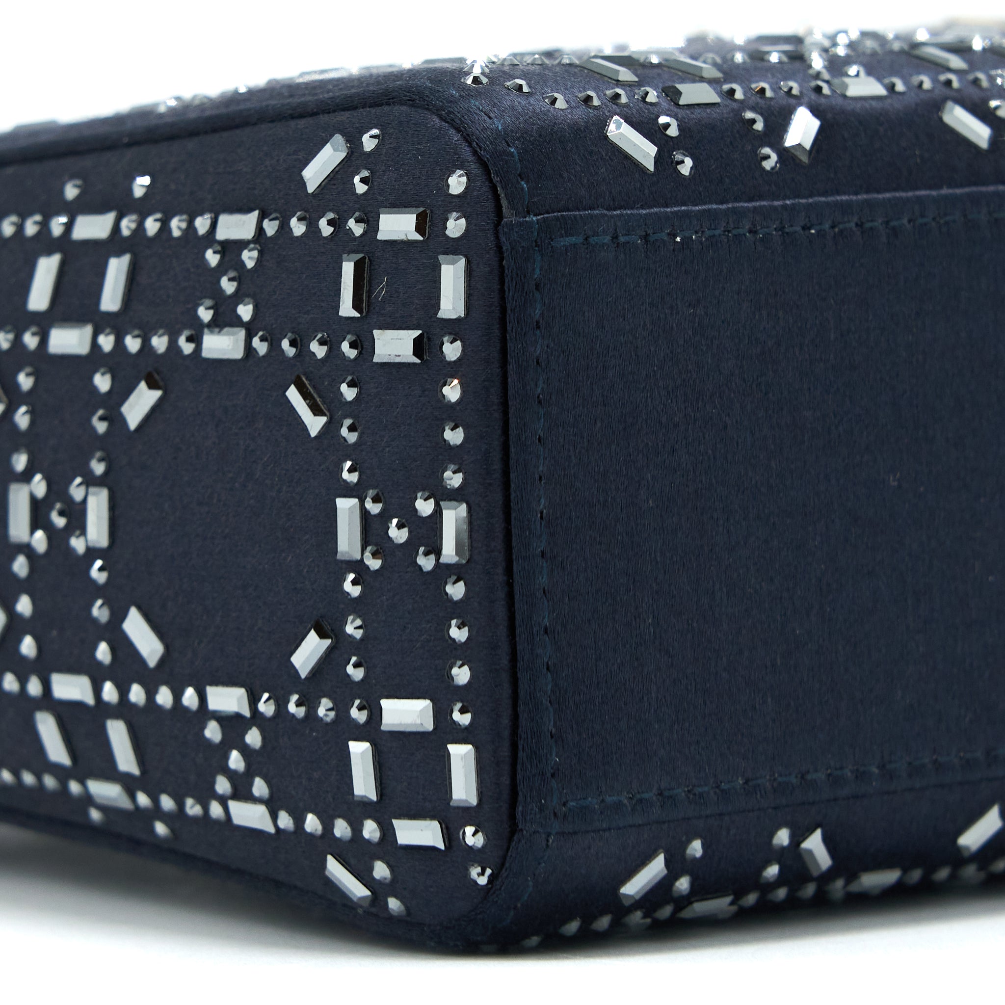 DIOR MINI LADY DIOR STAIN CRYSTAL CANNAGE DARK BLUE SHW