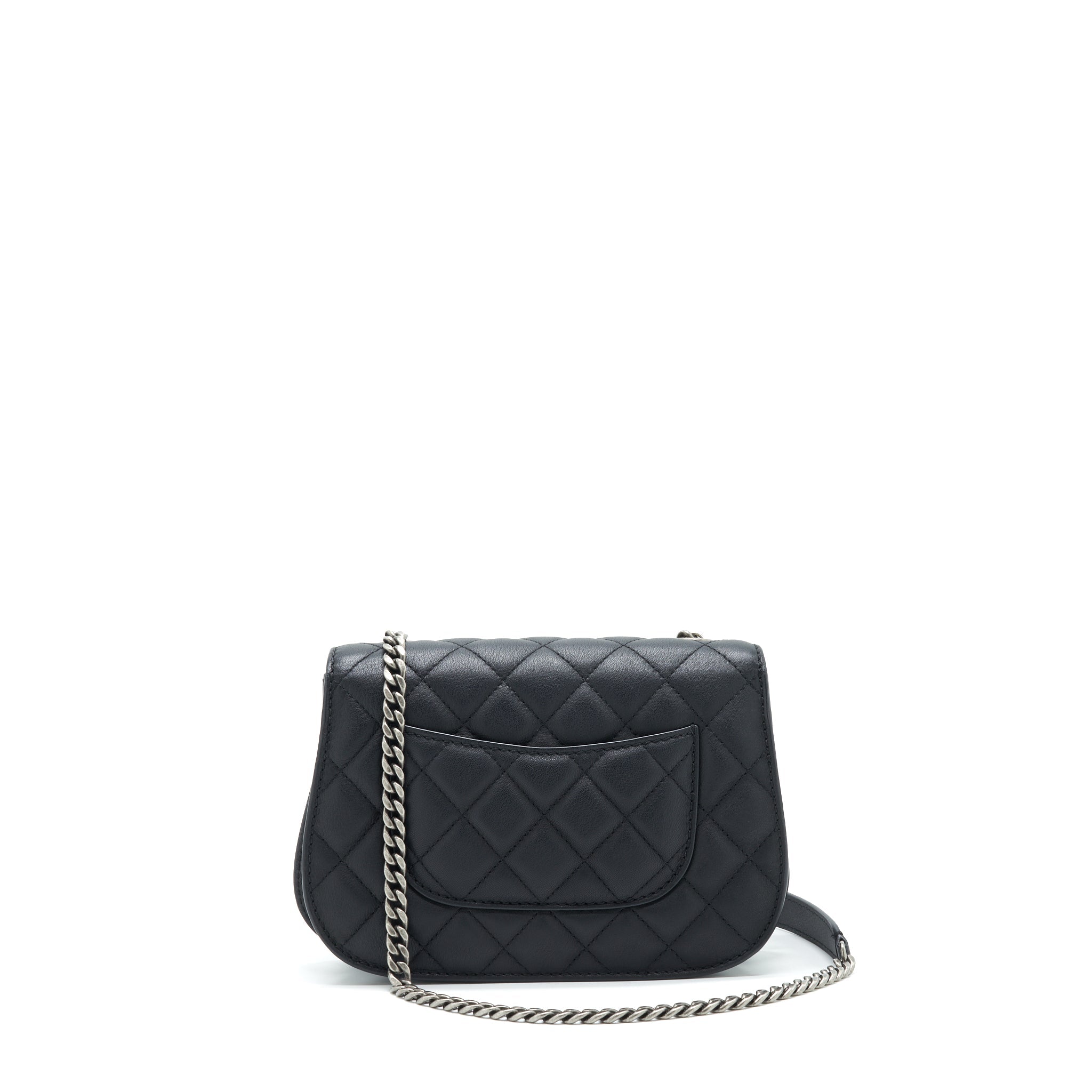 CHANEL QUILTED FLAP CROSSBODY BAG BLACK RUTHENIUM HARDWARE