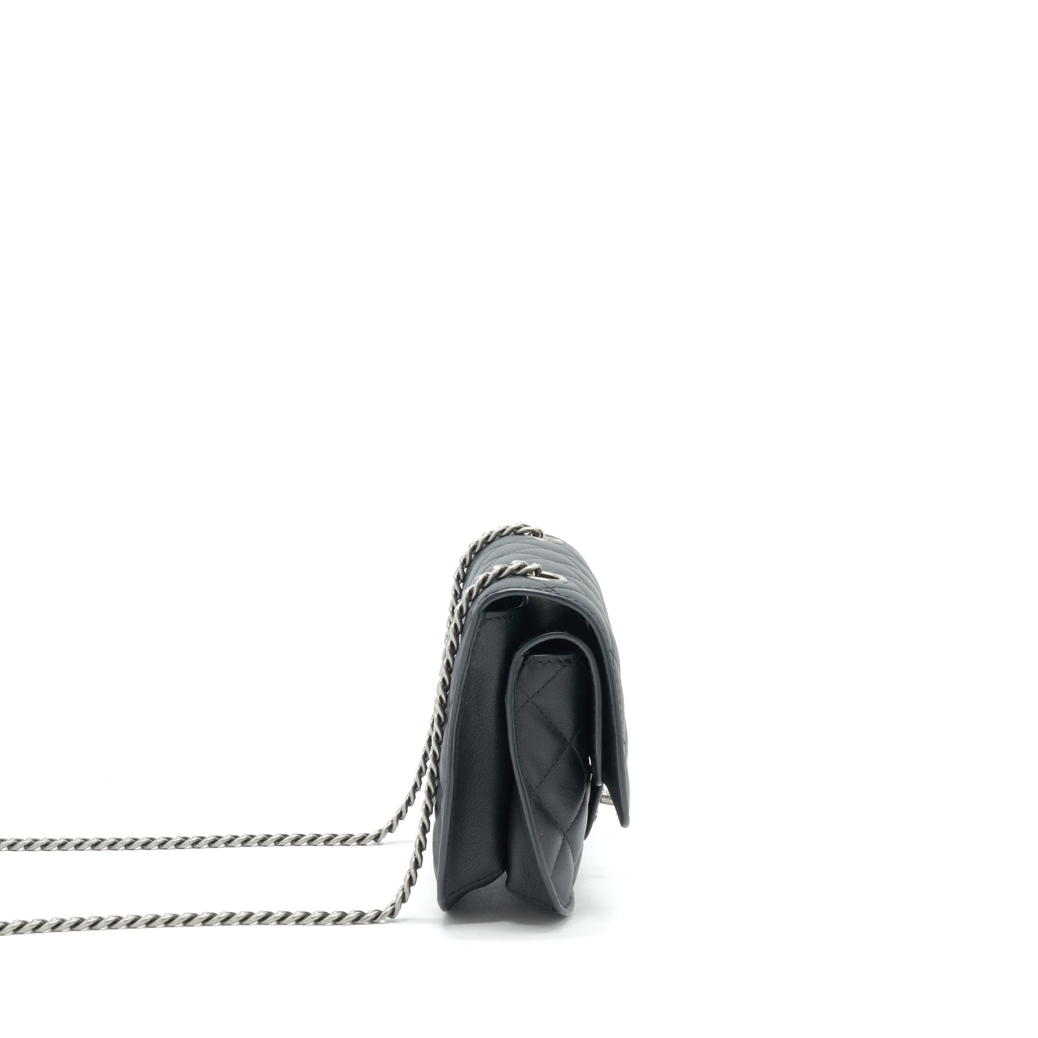 CHANEL QUILTED FLAP CROSSBODY BAG BLACK RUTHENIUM HARDWARE