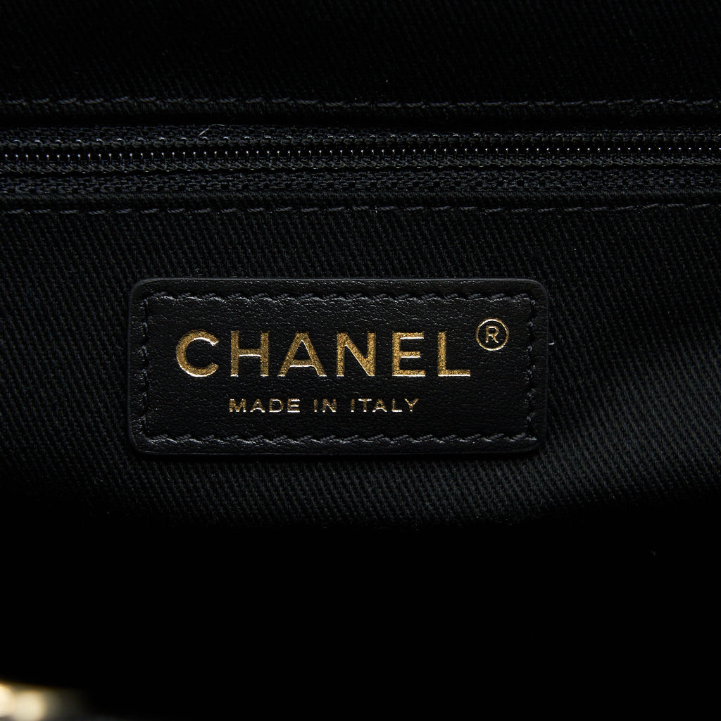 CHANEL DEAUVILLE TOTE BAG TWEED DARK GREY / BLACK LGHW (MICROCHIP)