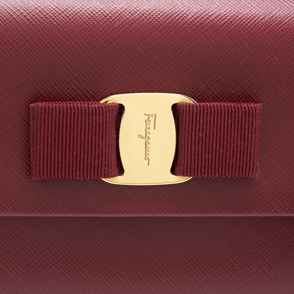 SALVATORE FERRAGAMO RIBBON SHOULDER BAG DARK RED LGHW