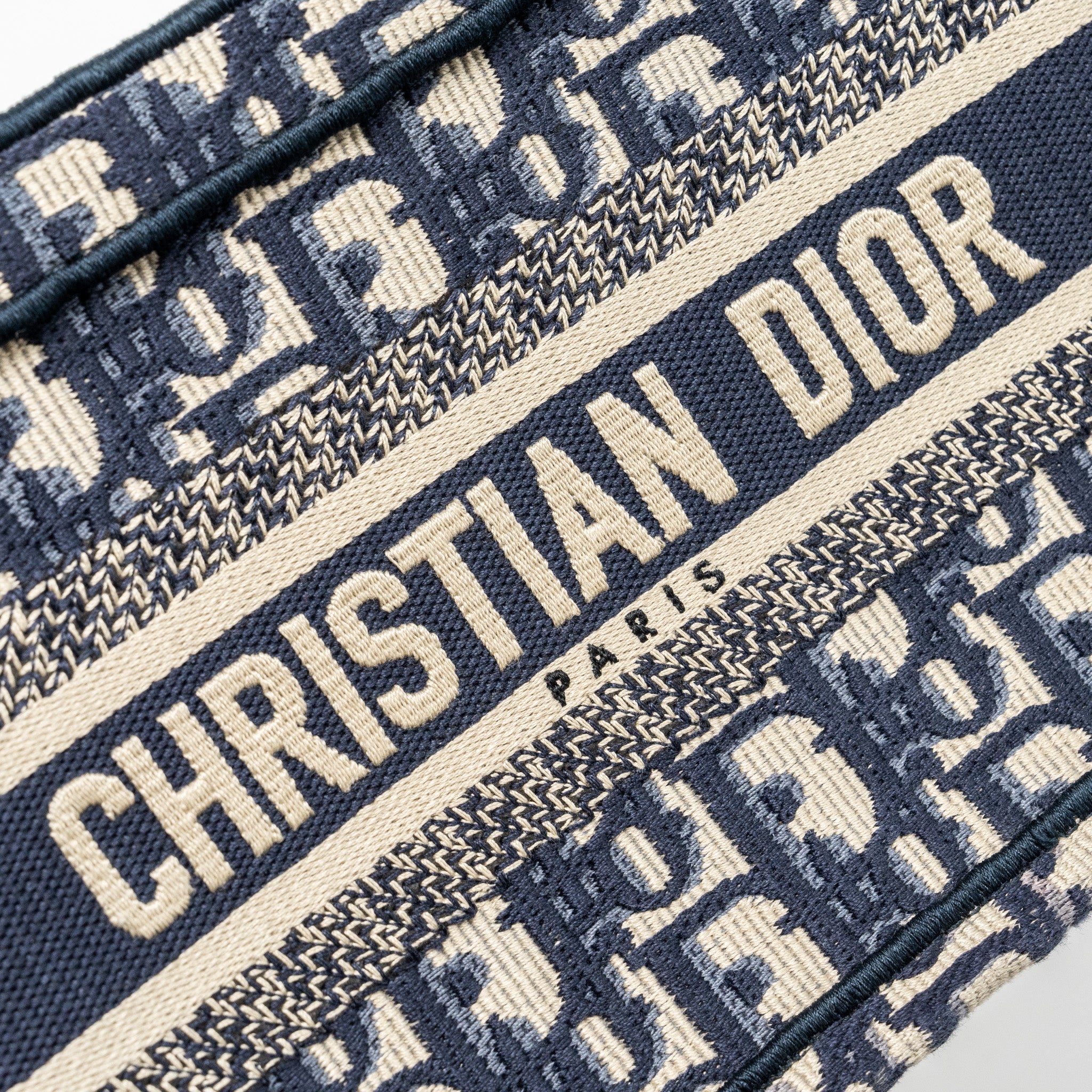 DIOR MINI BOOK TOTE BLUE OBLIQUE EMBROIDERY