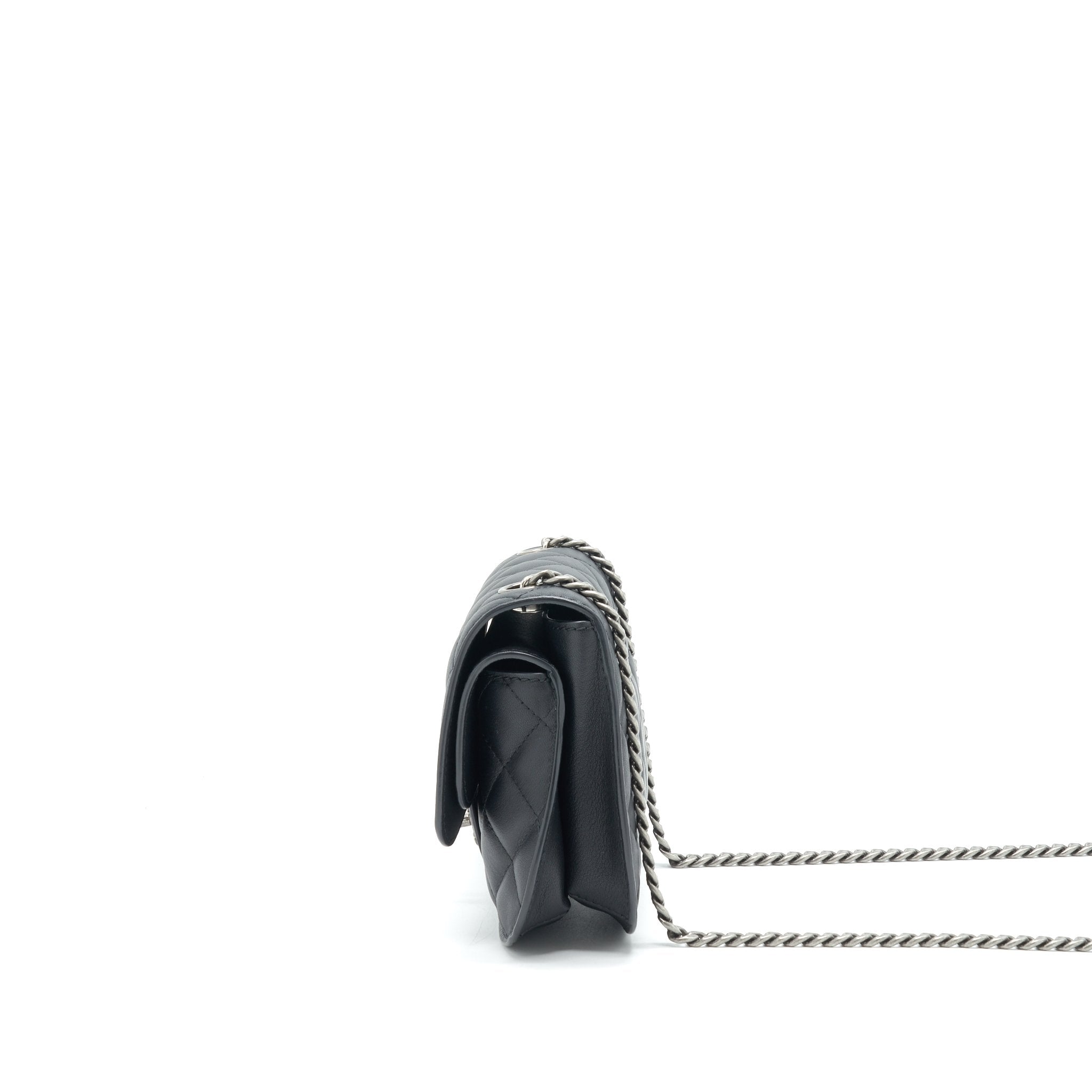 CHANEL QUILTED FLAP CROSSBODY BAG BLACK RUTHENIUM HARDWARE