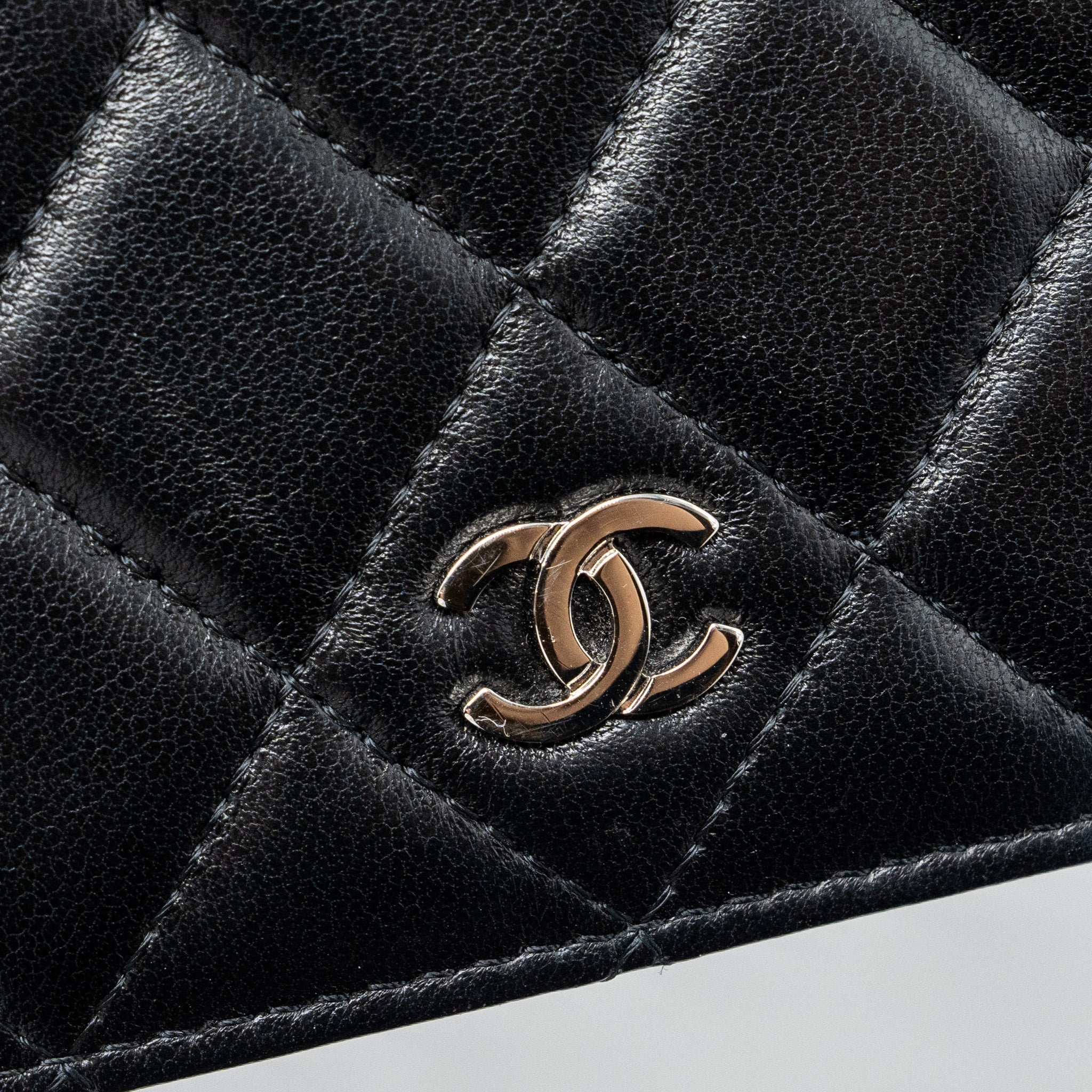 CHANEL LONG WALLET LAMBSKIN BLACK SHW