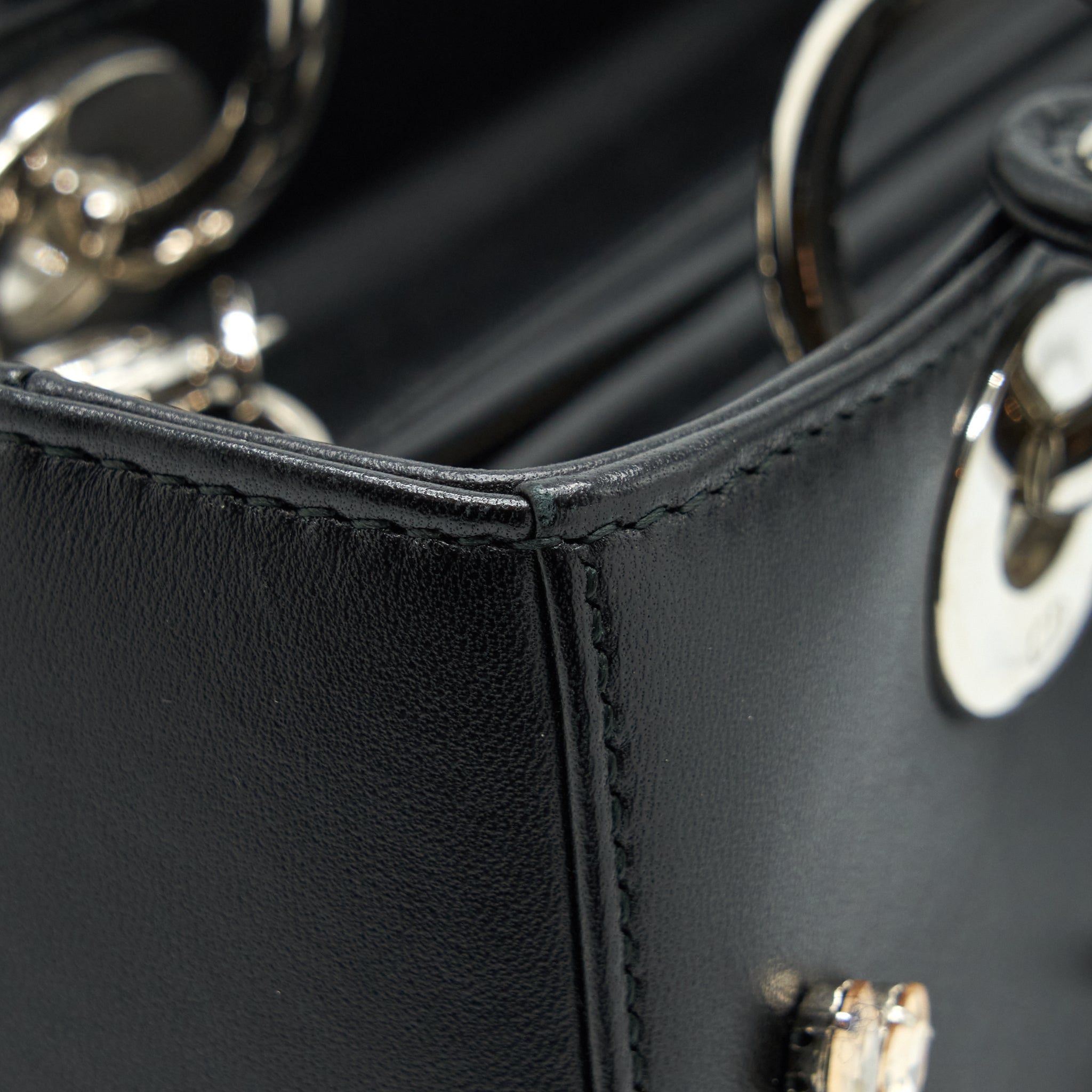 DIOR MEDIUM LADY DIOR LIMITED EDITION LAMBSKIN BLACK/MULTICOLOR SHW