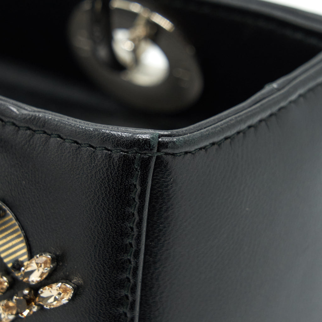 DIOR MEDIUM LADY DIOR LIMITED EDITION LAMBSKIN BLACK/MULTICOLOR SHW